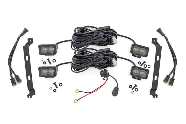 Rough Country LED Fog Light Kit | 3x1.75 Inch Black Series Slim Aux | Toyota Tacoma (24-26)