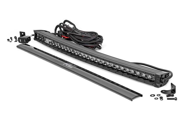Rough Country 30 Inch Black Series LED Light Bar | Curved | Single Row | Cool White DRL