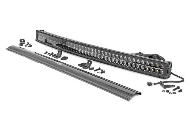 Rough Country 40 Inch Black Series LED Light Bar | Curved | Dual Row | Cool White DRL