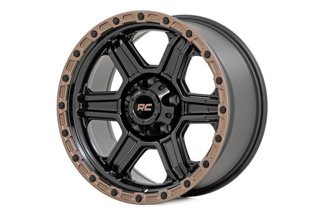 Rough Country Rough Country 79 Series Wheel | One-Piece | Semi Gloss Black w/Bronze Ring | 17x8.5 | 6x135 | 0mm