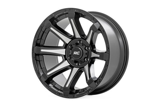 Rough Country Rough Country 81 Series Wheel | One-Piece | Semi Gloss Black w/machined spokes | 20x9 | 8x180 | 0mm