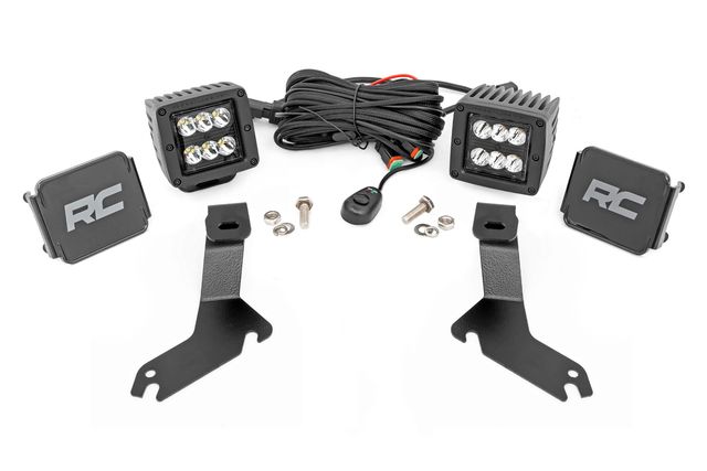 Rough Country LED Light Kit | Ditch Mount | 2" Black Pair | Spot | Chevy Silverado 1500 (99-06)/Tahoe (00-06)