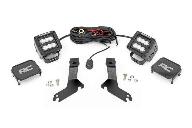 Rough Country LED Light Kit | Ditch Mount | 2" Black Pair | Flood | Chevy Silverado 1500 (99-06)/Tahoe (00-06)