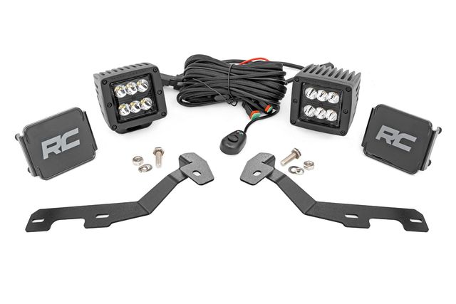 Rough Country LED Light Kit | Ditch Mount | 2" Black Pair | Spot | Ram 1500 2WD/4WD (19-26)