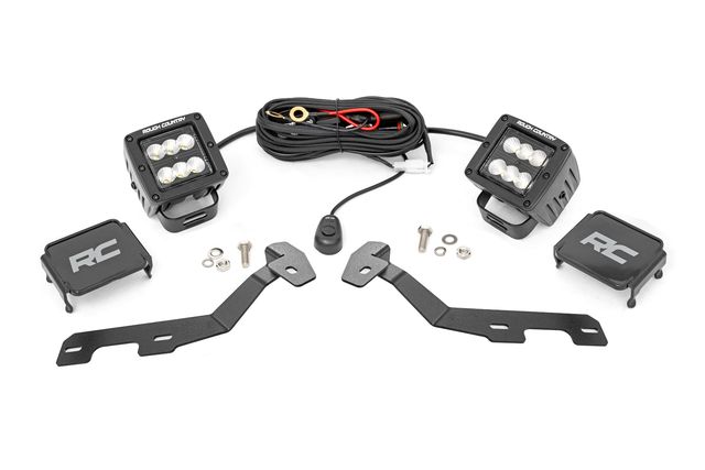 Rough Country LED Light Kit | Ditch Mount | 2" Black Pair | Flood | Ram 1500 2WD/4WD (19-26)