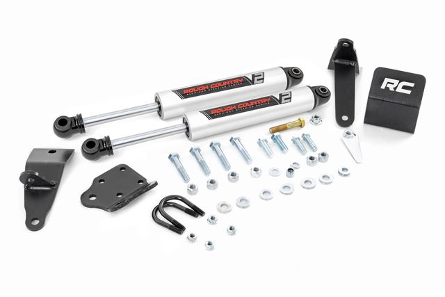 Rough Country V2 Steering Stabilizer | Dual | 2-8 Inch Lift | Ram 2500 (03-13)/3500 (11-12)