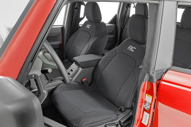 Rough Country Seat Covers | Bucket Seats |W/Fold Down RR Armrest |FR & RR | 4DR | Ford Bronco (21-26)