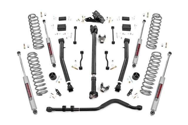 Rough Country 3.5 Inch Lift Kit | Adj Lower | FR D/S | Jeep Wrangler Unlimited 4WD (24-26)