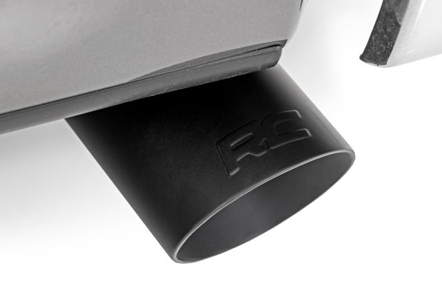 Rough Country Exhaust Tip | Black | RC Logo | 2.5-3.125 Inch Pipe