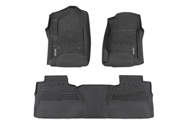 Rough Country Flex-Fit Floor Mats | FR & RR | FR Bucket | Crew | Chevy/GMC 1500/2500HD/3500HD 2WD/4WD