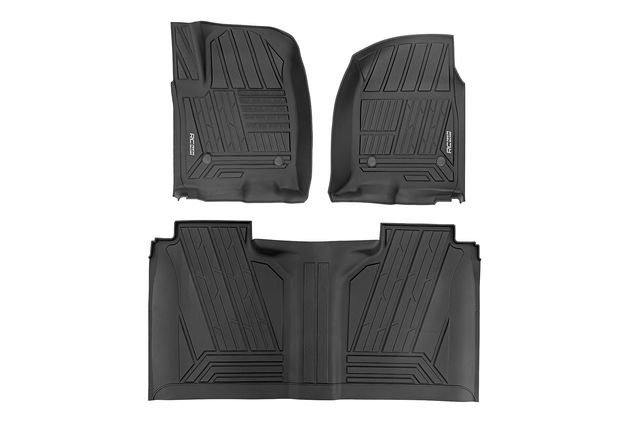 Rough Country Flex-Fit Floor Mats | FR & RR | FR Bucket | Crew | Chevy/GMC 1500/2500HD/3500HD (19-26)