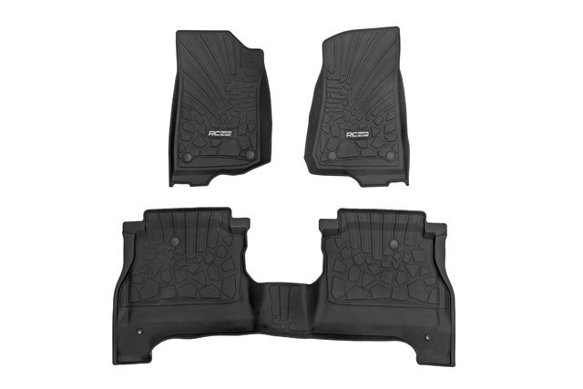 Rough Country Flex-Fit Floor Mats | FR & RR | RR Lockable | Jeep Gladiator JT 4WD (20-26)