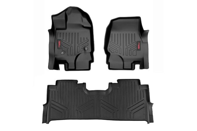 Rough Country Floor Mats | FR & RR | FR Buckets | Ford F-150 (15-26)/F-150 Lightning (22-26)/Raptor (17-26)