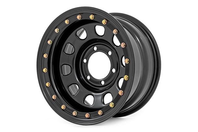 Rough Country Steel Simulated Bead Lock Wheel | Black | 16x8 | 6x5.5 | 4.25 Bore | -12
