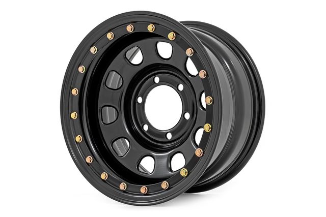 Rough Country Steel Simulated Bead Lock Wheel | Black | 17x9 | 5x5 | 3.30 Bore | -12