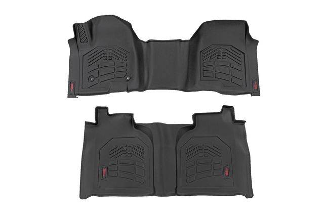 Rough Country Sure-Fit Floor Mats | FR & RR | FR Over Hump | Crew | Chevy/GMC 1500/2500HD/3500HD (19-26)