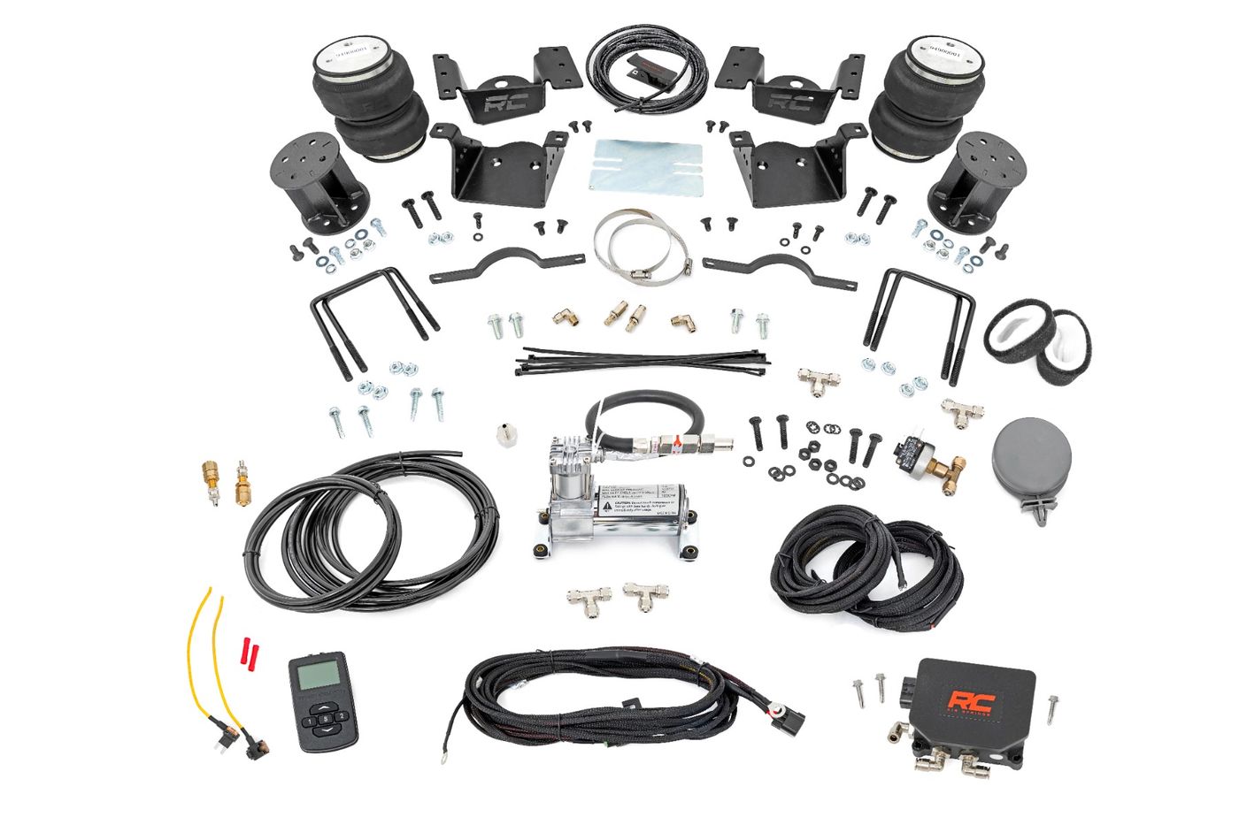 Rough Country Air Spring Kit w/compressor | Wireless Controller | 7.5 Inch Lift Kit | Chevy/GMC 2500HD/3500HD (11-19)