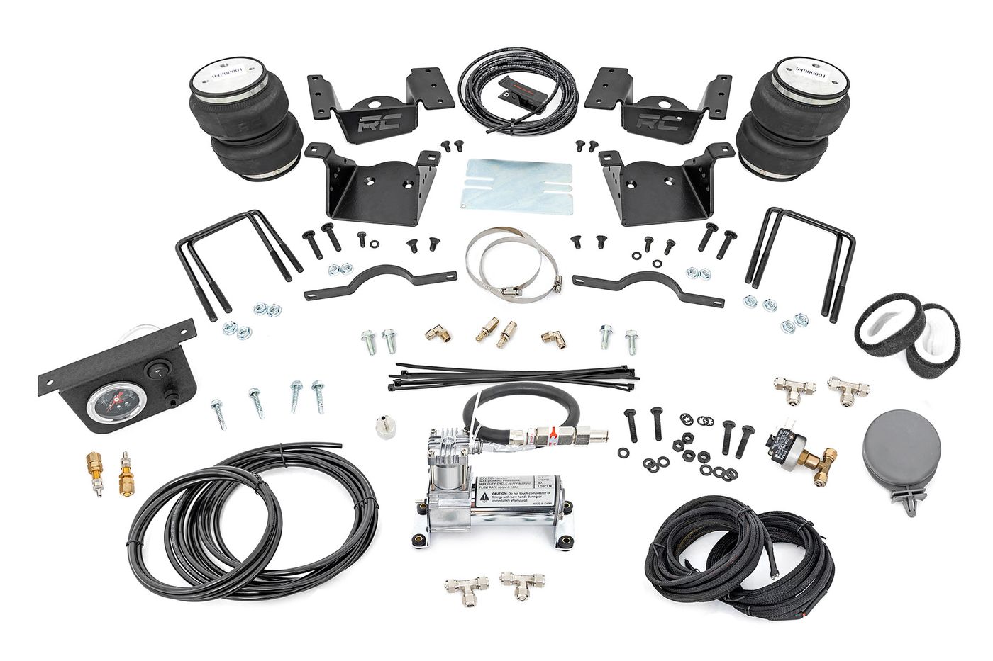 Rough Country Air Spring Kit w/compressor | 0-7.5" Lift | Chevy/GMC 2500HD/3500HD (11-19)