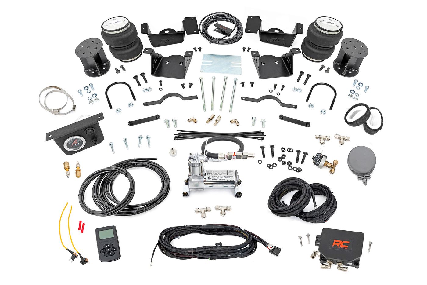 Rough Country Air Spring Kit w/compressor | Wireless Controller | 3-5 Inch Lift Kit | Chevy/GMC 2500HD/3500HD (20-