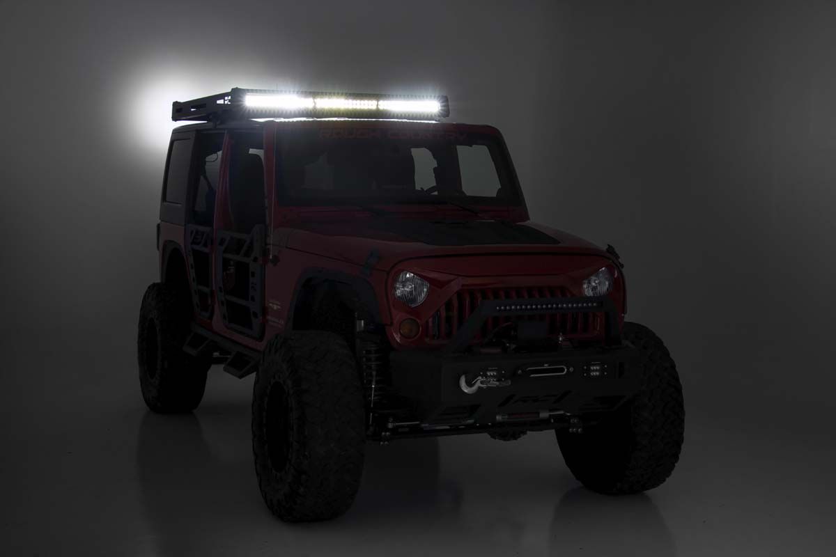 Rough Country Roof Rack | Black Series Lights | Jeep Wrangler JK/Wrangler Unlimited (07-18)