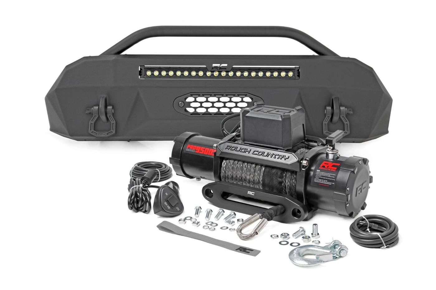 Rough Country Front Bumper | Hybrid | 20" Blk LED | Toyota Tacoma 4WD (2016-2023)