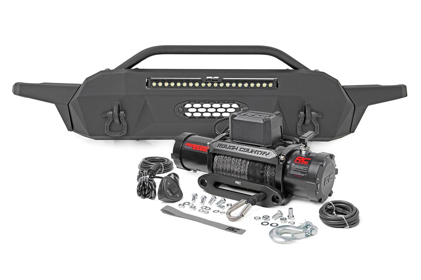 Rough Country Front Bumper | Hybrid | 20" Blk LED | 95000S | Toyota Tacoma 2WD/4WD (16-23)