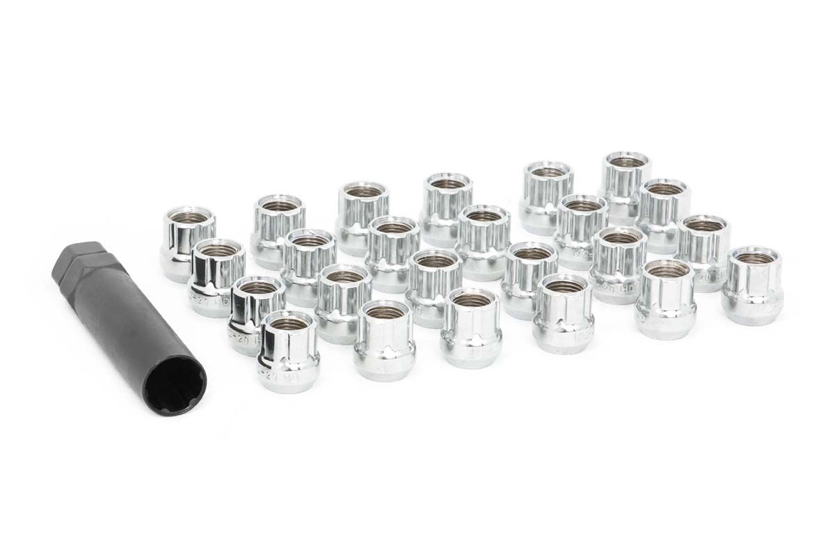 Rough Country Lug Nut Set | 1/2x20 | 24 Qty | Chrome | Open End