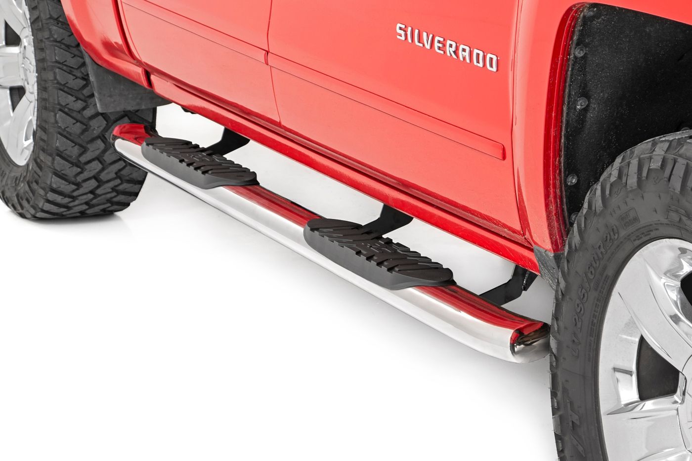 Rough Country Oval Nerf Steps | Stainless | Crew Cab | DEF Tank | Chevy/GMC 1500/2500HD/3500HD (07-19 & Classic)