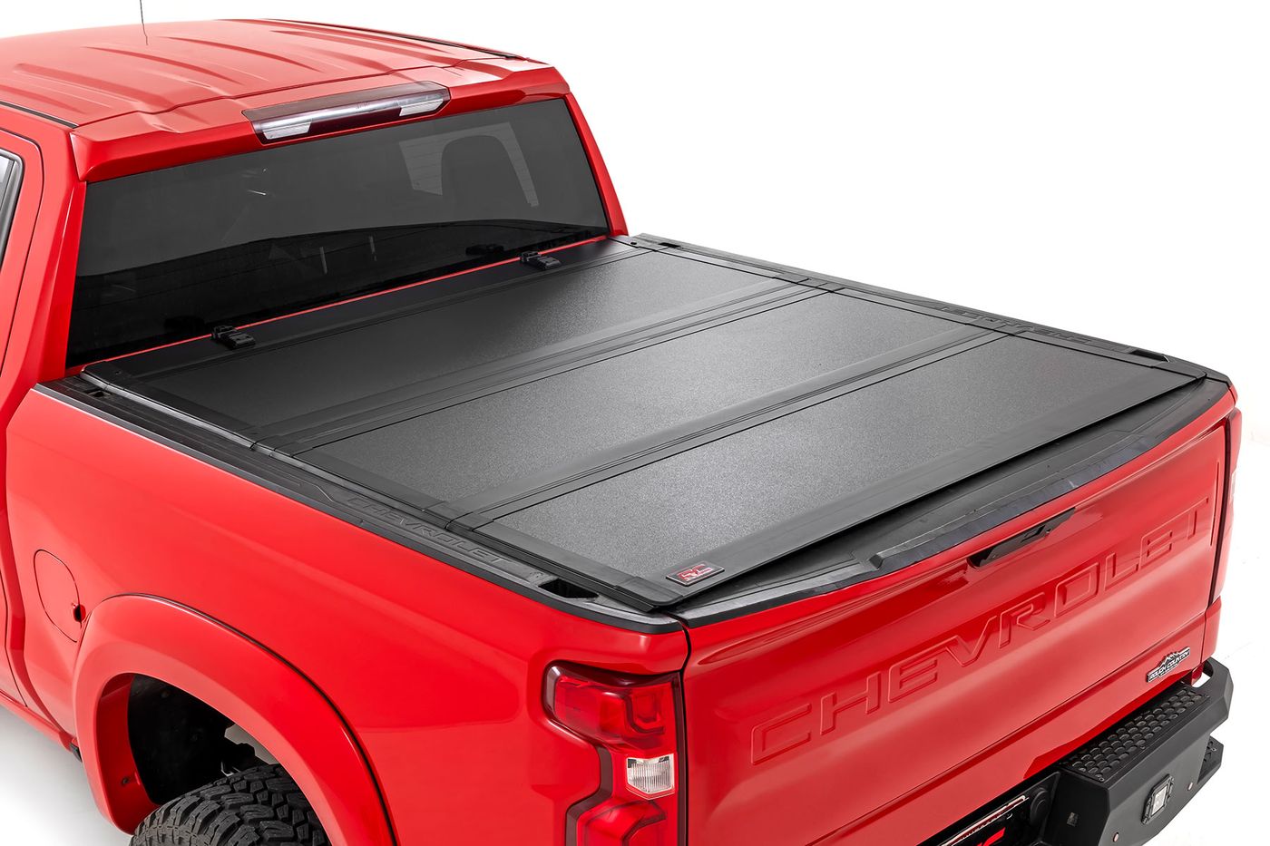 Rough Country Hard Tri-Fold Flip Up Bed Cover | 5'10" Bed | Chevy/GMC Sierra 1500 (19-26)/Silverado 1500 (19-26)