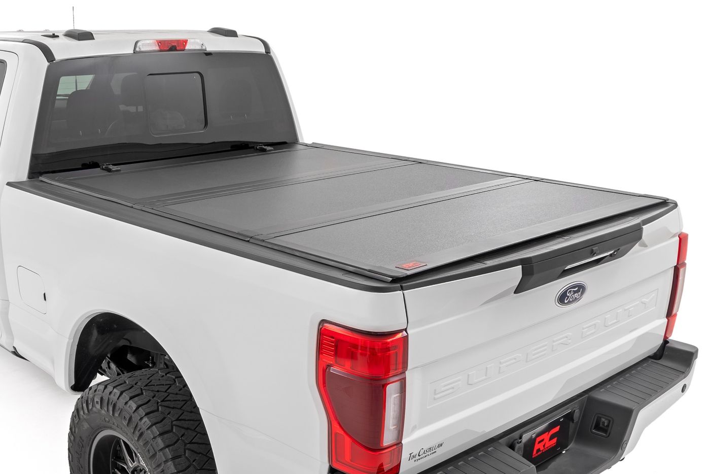 Rough Country Hard Tri-Fold Flip Up Bed Cover | 6'10" Bed | Ford F-250/F-350 Super Duty (17-26)