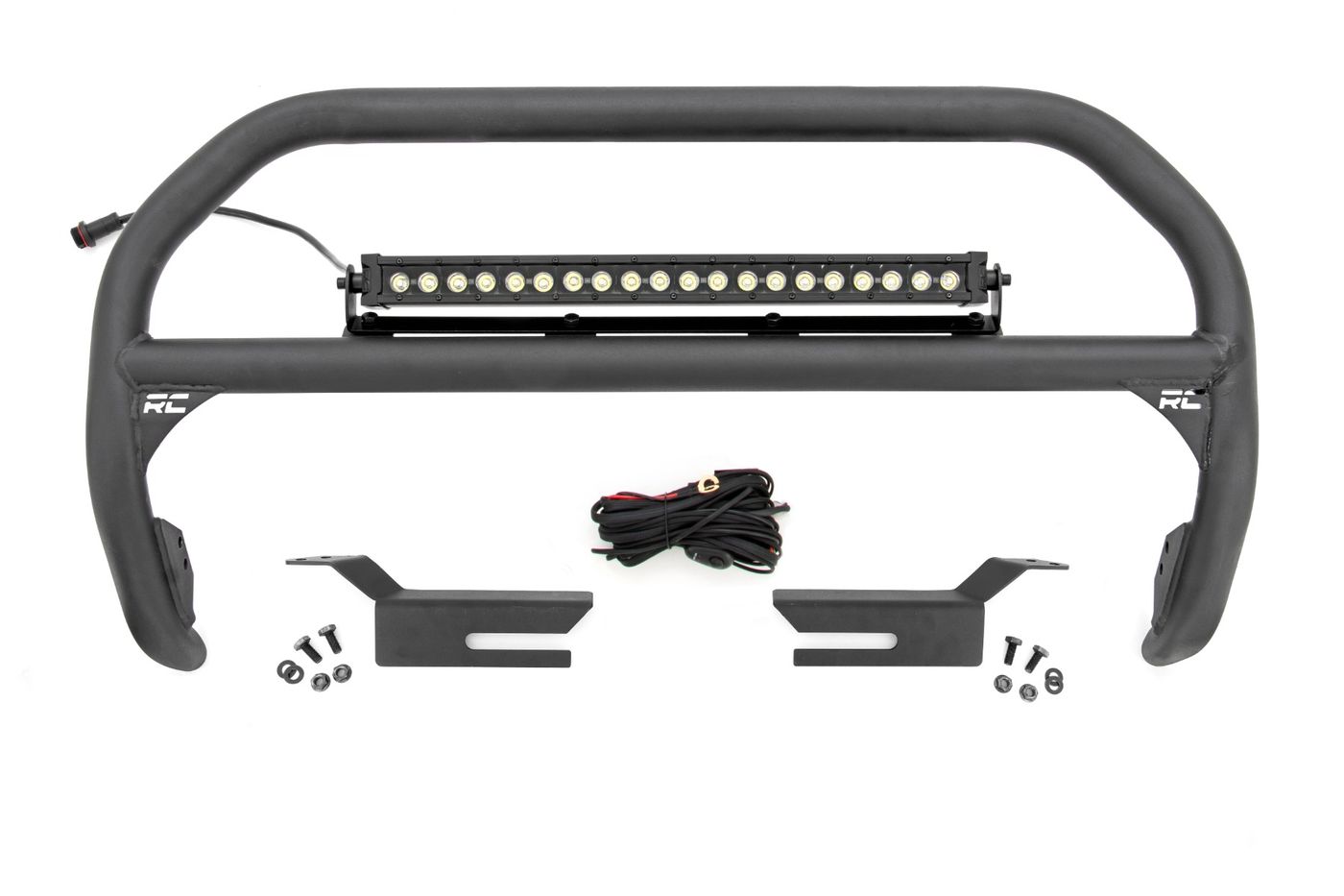 Rough Country Nudge Bar | 20 Inch BLK DRL Single Row LED | Ford Bronco 4WD (2021-2026)
