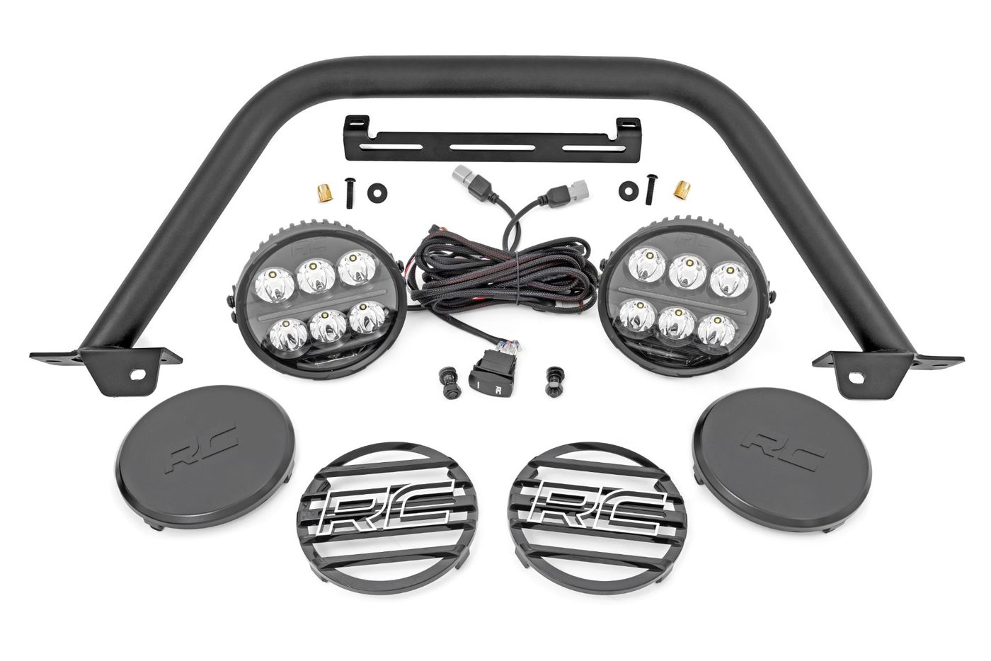 Rough Country Safari Bar | 6.5 Inch Round LED | OE Modular Steel | Ford Bronco 4WD (21-26)