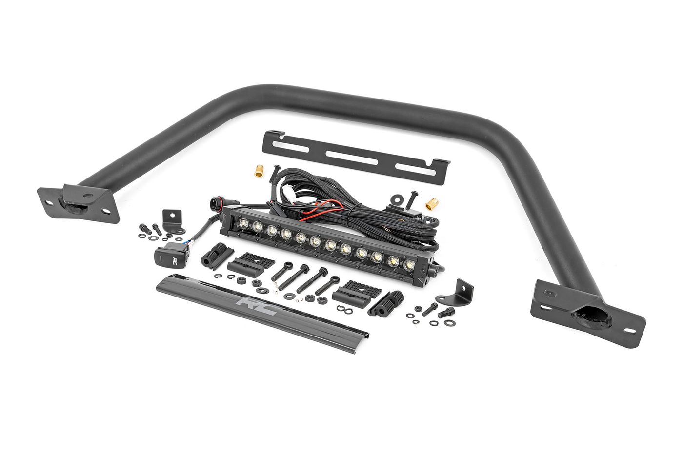 Rough Country Safari Bar | 12" LED Light Bar | Black | DRL | Single Row | OE Modular Steel | Ford Bronco (21-26)