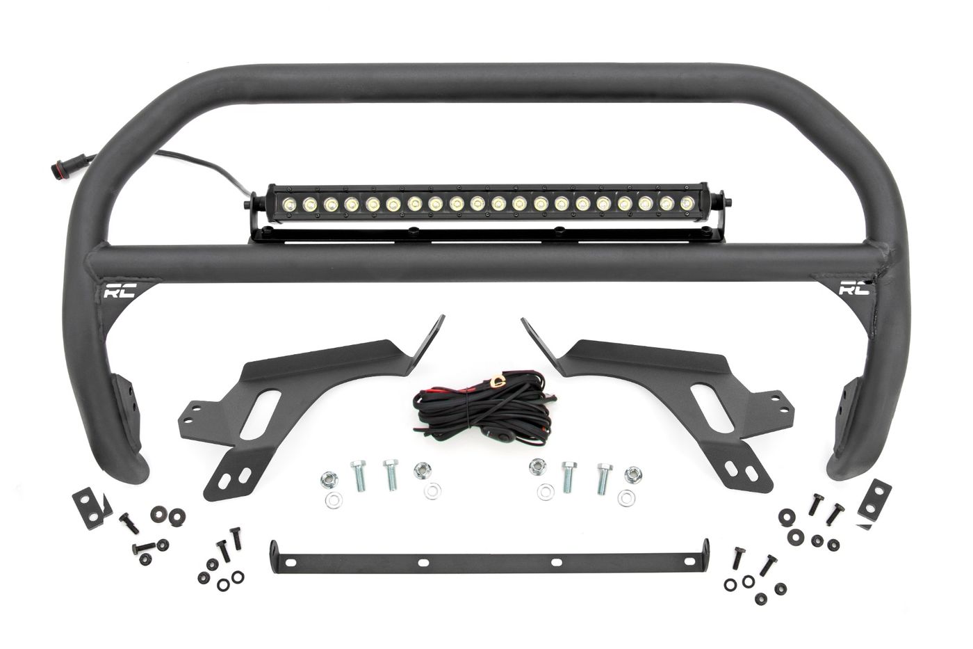 Rough Country Nudge Bar | w/ Tow Hooks | 20 Inch Black Single Row LED | Ford Bronco Sport (21-24)