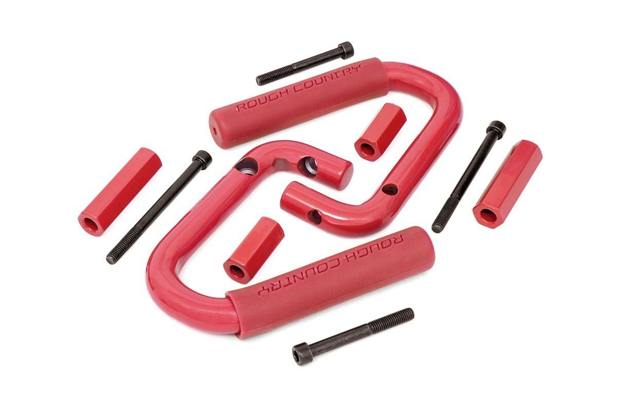 Rough Country Grab Handles | Steel | Front | Red | Jeep Wrangler JK/Wrangler Unlimited (07-18)