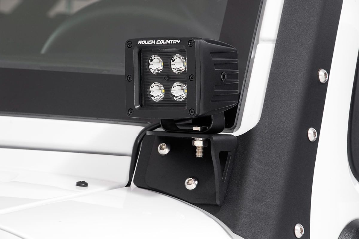 Rough Country LED Light Mount | Lower Windshield | Pod | Jeep Wrangler JK/Wrangler Unlimited (07-18)