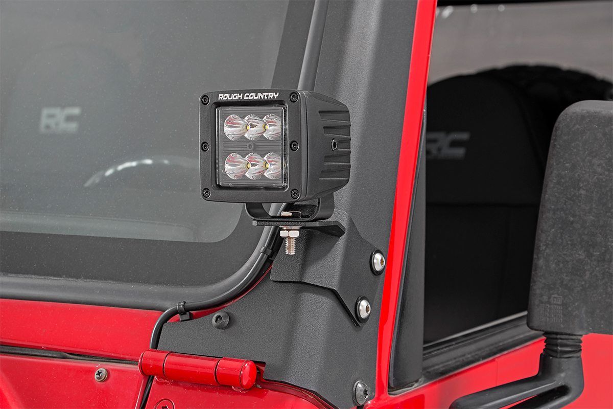 Rough Country LED Light Mount | Lower A-Pillar | Pod | Jeep Wrangler TJ (97-06)/Wrangler Unlimited (04-06)