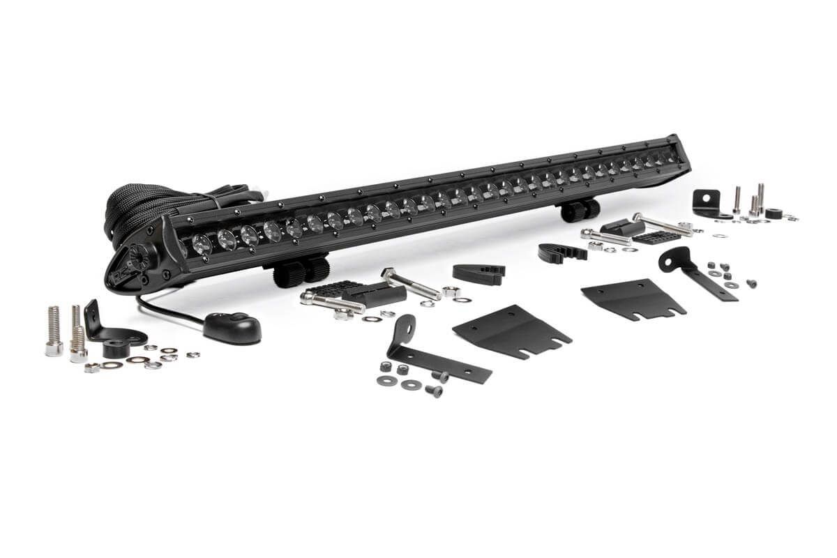 Rough Country LED Light Kit | Hood Mount | 30" Black Single Row | Jeep Gladiator JT/Wrangler JL (18-26)