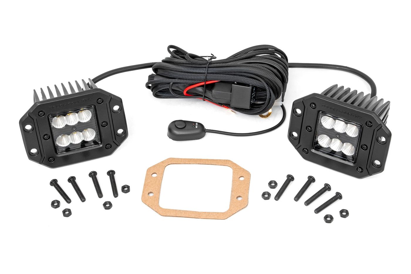 Rough Country 2 Inch Black Series LED Light Pods | Pair | Flood | Flush Mount