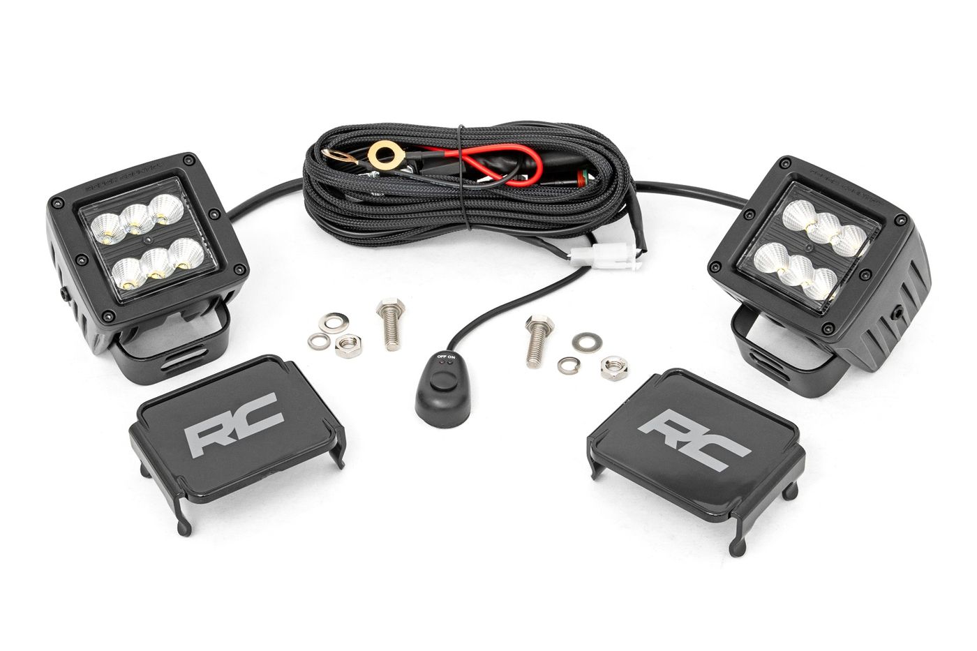 Rough Country 2 Inch Black Series LED Light Pods | Pair | Flood