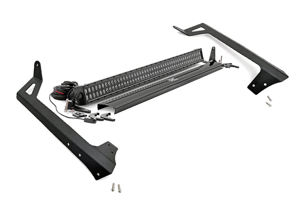 Rough Country LED Light Kit | Windshield Mount | 50" Black Dual Row | Jeep Wrangler JK (07-18)