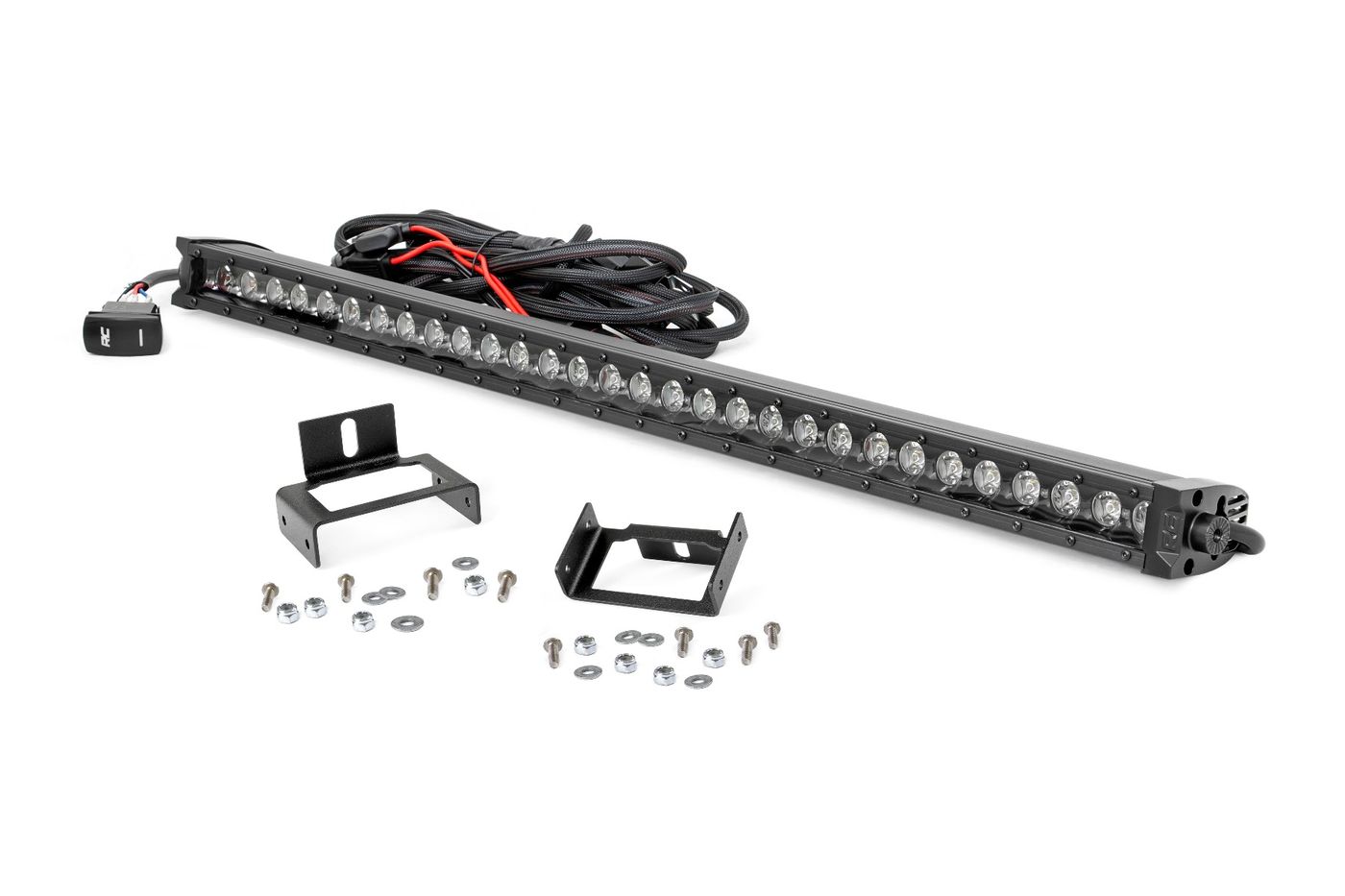 Rough Country LED Light Kit | Grill | 30" Black Single Row | White DRL | Ford F-250/F-350 Super Duty (11-16)