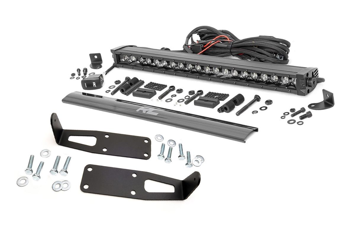 Rough Country LED Light Kit | Bumper Mount | 20" Black Single Row | White DRL | Ram 2500 (03-18)/3500 (03-18)