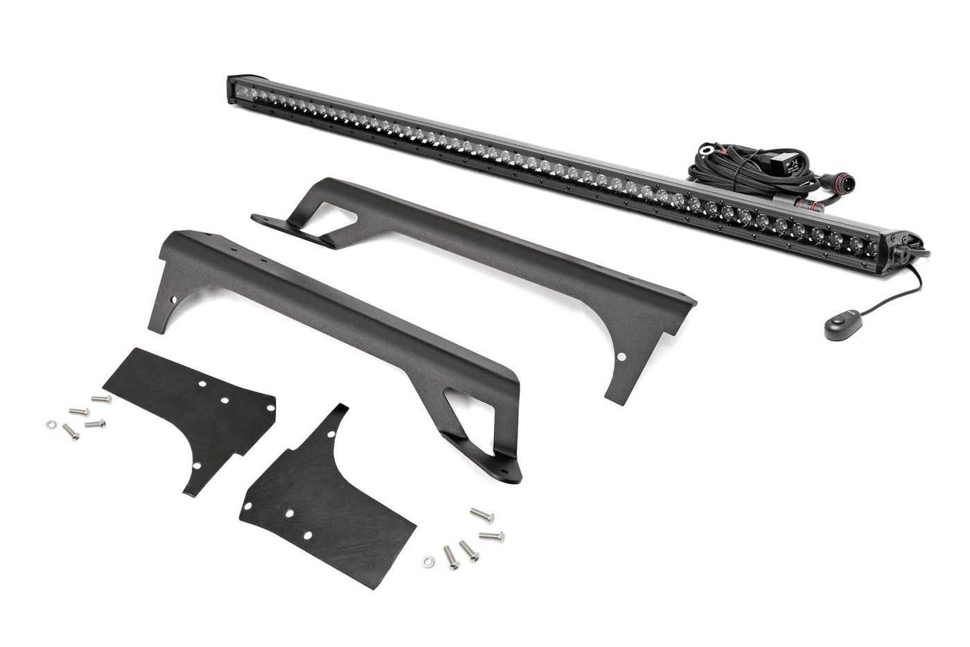 Rough Country LED Light Kit | Windshield Mount | 50" Black Single Row | Jeep Wrangler TJ (97-06)