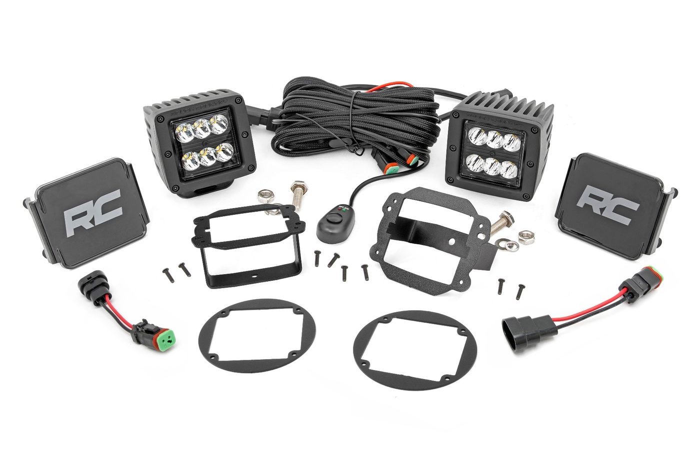 Rough Country LED Light Kit | Fog Mount | 2" Black Pair | Jeep Wrangler JK/Wrangler Unlimited (10-18)