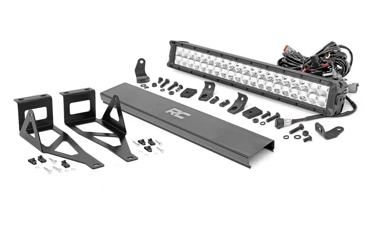 Rough Country LED Light Kit | Bumper | 20" Chrome Dual Row | Amber DRL | Ford F-250/F-350 Super Duty (05-07)