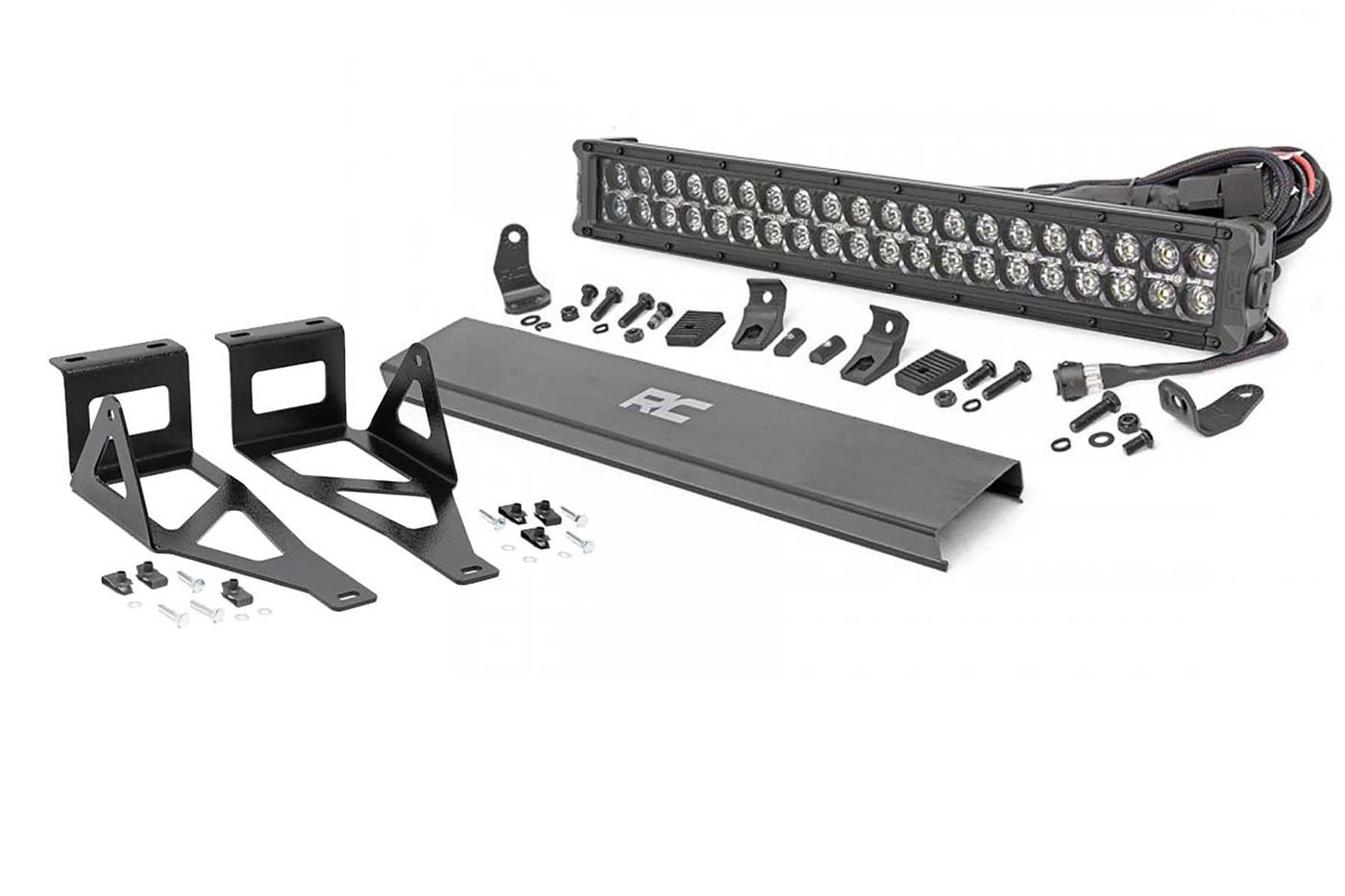 Rough Country LED Light Kit | Bumper Mount | 20" Black Dual Row | White DRL | Ford F-250/F-350 Super Duty (05-07)