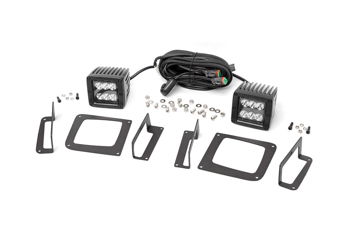 Rough Country LED Light Kit | Fog Mount | 2" Black Pair | GMC Sierra 1500 2WD/4WD (14-15)