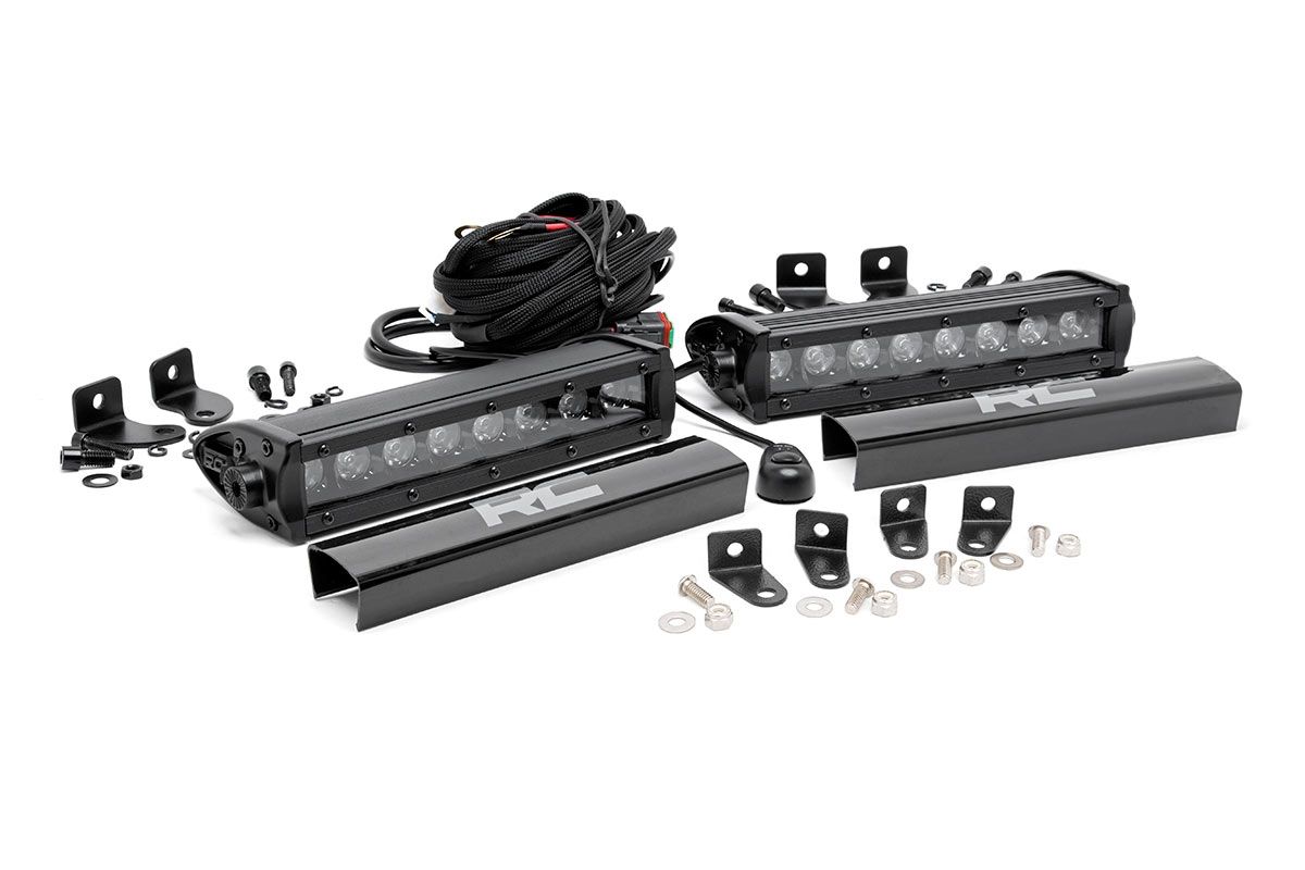 Rough Country LED Light Kit | Grille Mount | 8" Black Pair | Ford F-250 Super Duty (17-19)