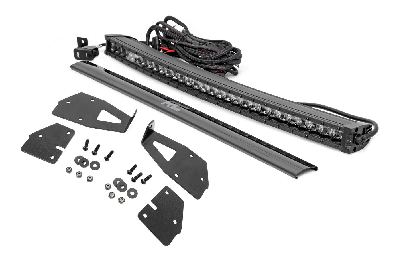 Rough Country LED Light Kit | Grille Mount | 30" Black Single Row | White DRL | Ford Raptor (17-20)